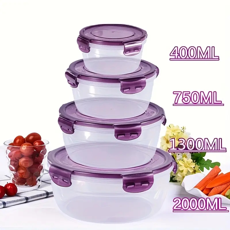 Home Cooking Food - 4 حاويات بلاستيكية لتخزين الطعام، صناديق